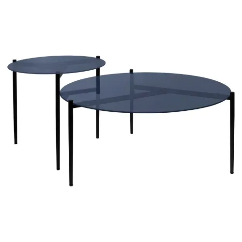 Ms Set 2 Mesas Auxiliares Vidrio Negro