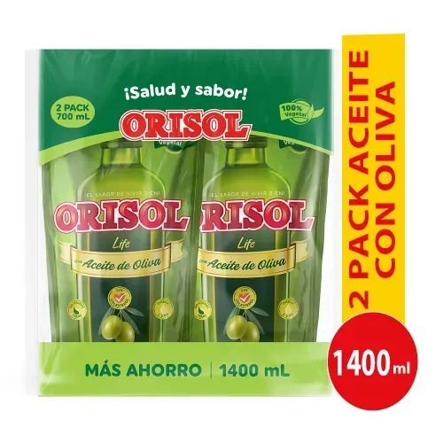 Aceite Orisol con Oliva Bolsa 2 Pack  - 1400 ml
