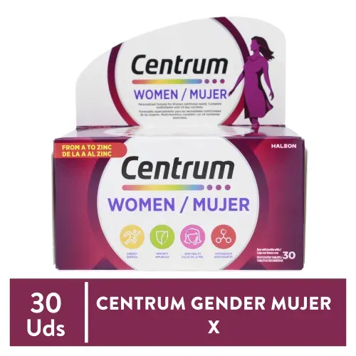 Vitaminas Centrum Gender para mujer caja 30 tabletas - Precio indicado por caja