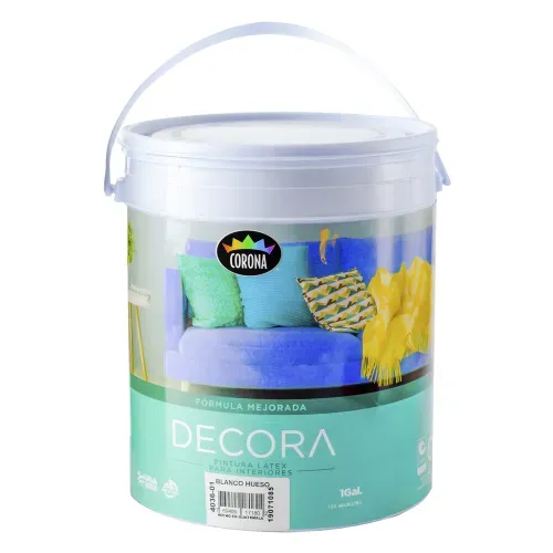Pintura Latex Decora, Fórmula Mejorada Para Interiores Color Blanco Hueso - 1 Galón