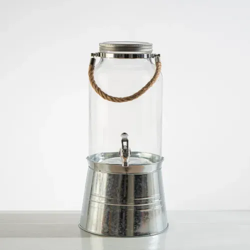 Dispensador de Bebidas Vidrio Base Metálica Transparente - 5 L