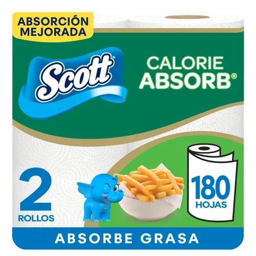 Toalla de Papel Desechable Scott Calorie Absorb 90 Hojas - 2 Rollos