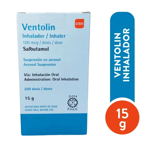 Ventolin 100 Mcg 15g X 200 inalaciónes - Precio indicado por caja