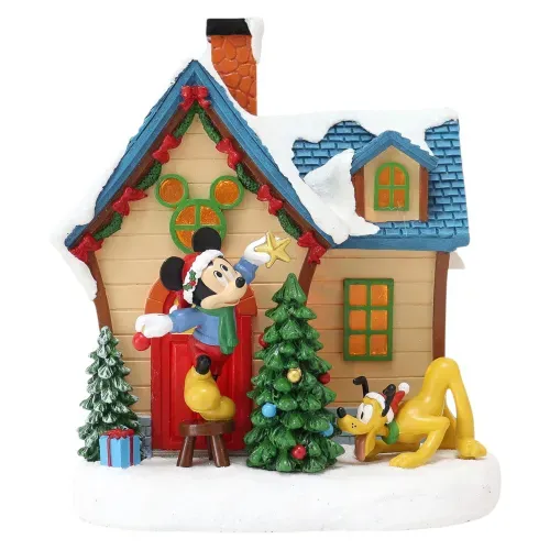 Villa Casa Disney Mickey con Pluto Navidad - 18 cm