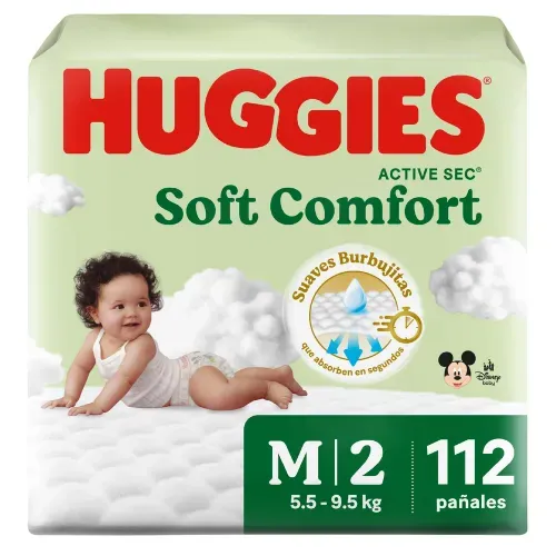 Pañales Huggies Soft Comfort Etapa 2/M - 112 Unidades
