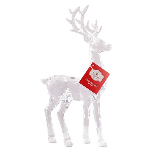 Reno Holiday Time acrílico decorativo para Navidad - 34 cm