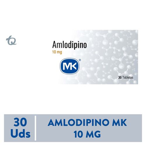 Amlodipino Mk 10 mg 30 Tabletas Unidad