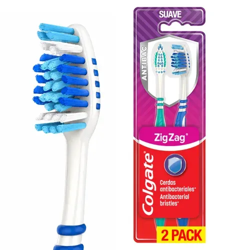 Cepillo Colgate zigzag antibacterial - 2 uds