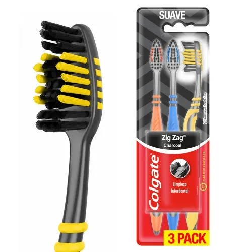 Cepillo de Dientes Colgate Zig Zag Carbón - 3 Uds