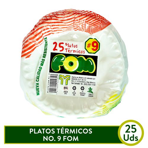 Plato Bodepa Fom Termico No9 Lisa - 25 Unidades