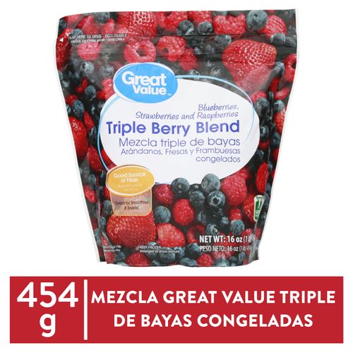 Mezcla Great Value Triple Bayas Congeladas 16 oz - 454 g