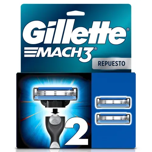 Repuesto Máquina Afeitar Gillette Mach3 3 Hojas - 2 Uds