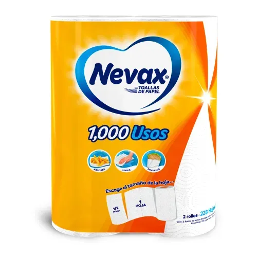 Toallas de Papel Nevax 1000 Usos doble hoja - 2 rollos